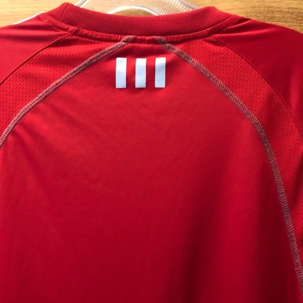 Adidas Men's Climalite Three Stripe Short sleeve tee shirt/ RED/ size L